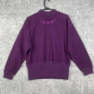 Vintage Demetre Sweater Women's Medium Pullover Fleece Embroidered Mock Neck Ski